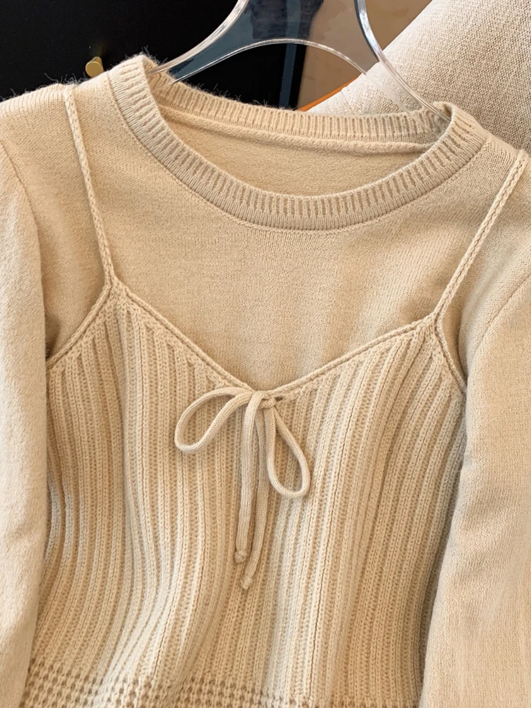 Женский пуловер Хаки вязаный свитер в стиле Харадзюку Y2k с длинным рукавом и