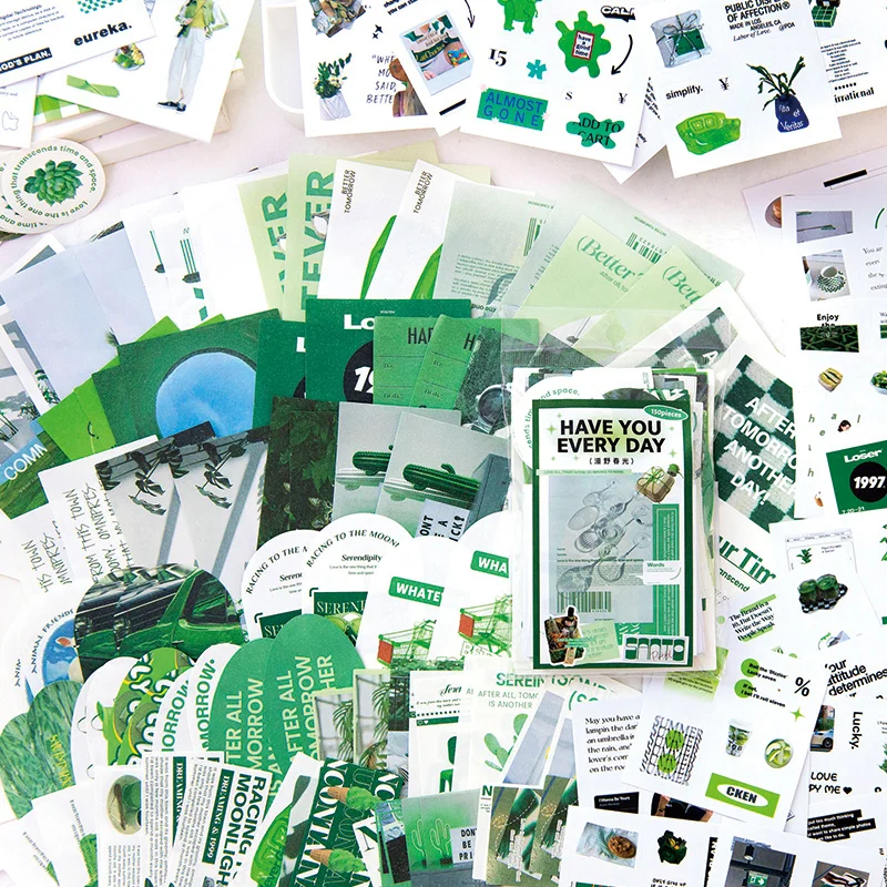 

150 pieces Material Pack Collage Handheld Tent Decoration Material Paper Multiple Styles Material paper+stickers 4 models