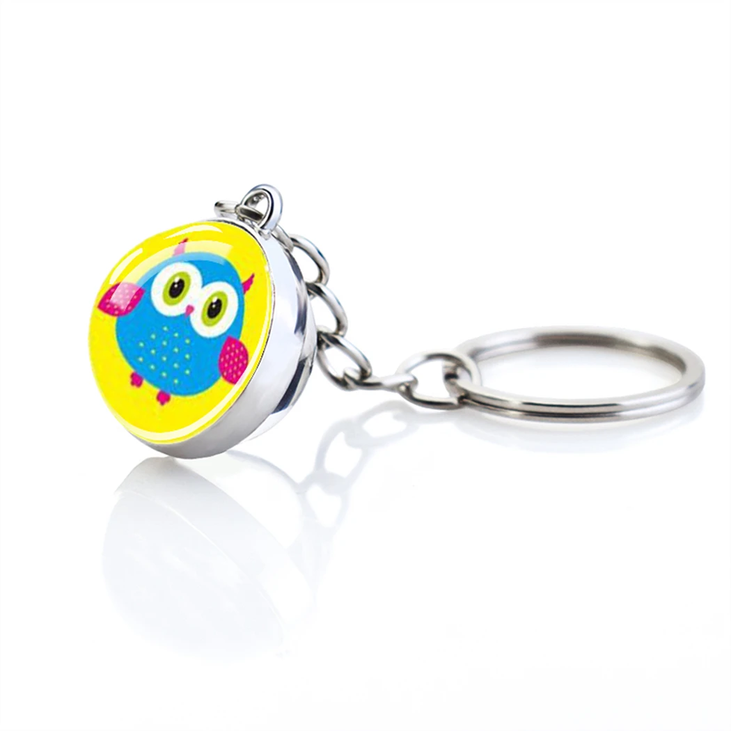 Брелки с рисунком совы милый забавный кулон со стеклянным шариком в мультяшном