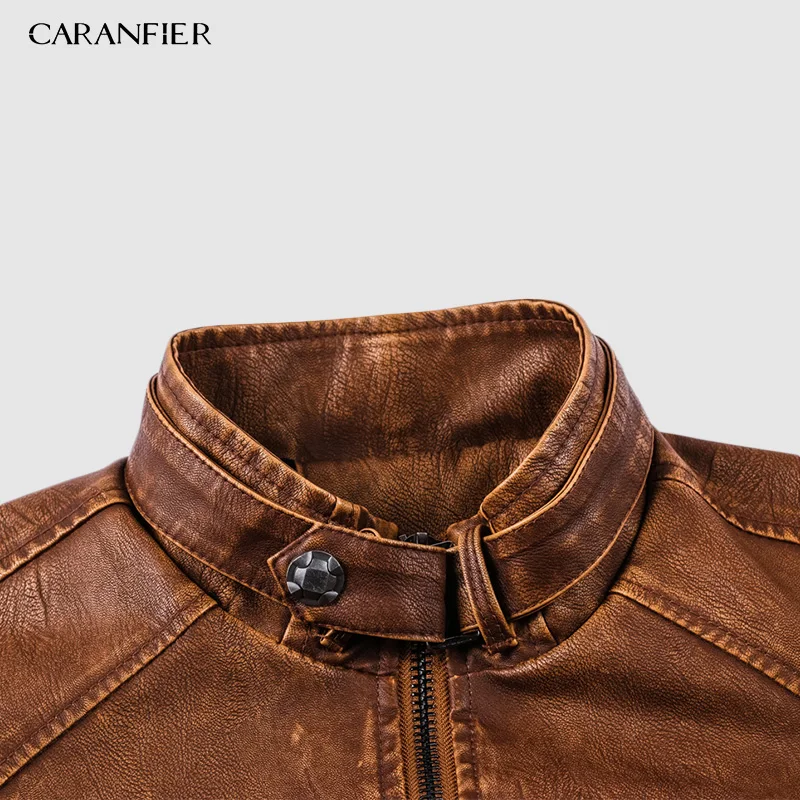 Мужская куртка из искусственной кожи с воротником-стойкой