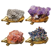 amethyst crystal cluster decor crystal ore mini hedgehog ornament creative carving centerpiece energy crystal gemstone home