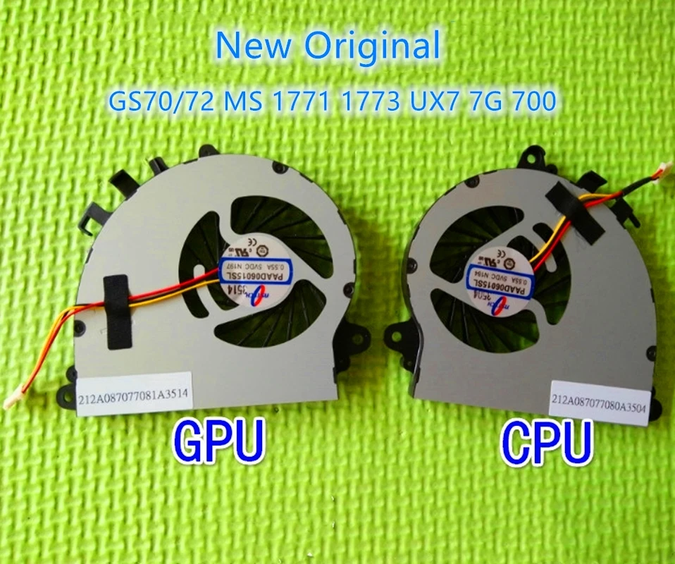 

Новые оригинальные компьютерные вентиляторы для MSI GS72 GS70 MS 1771 1773 UX7 7G 700 кулер для охлаждения процессора Графический кулер радиатор для графического процессора PAAD06015SL N1