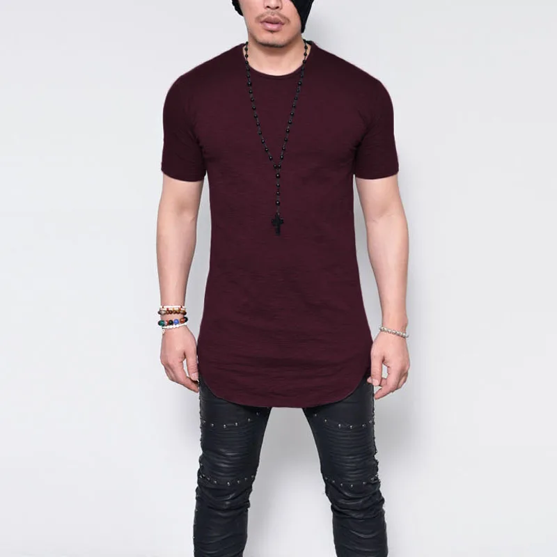 

B1401 MRMT 2022 Brand New Men's T Shirt Round Neck Solid-colored T-shirt for Male Round-neck Medium and Long Section Tops Tshirt