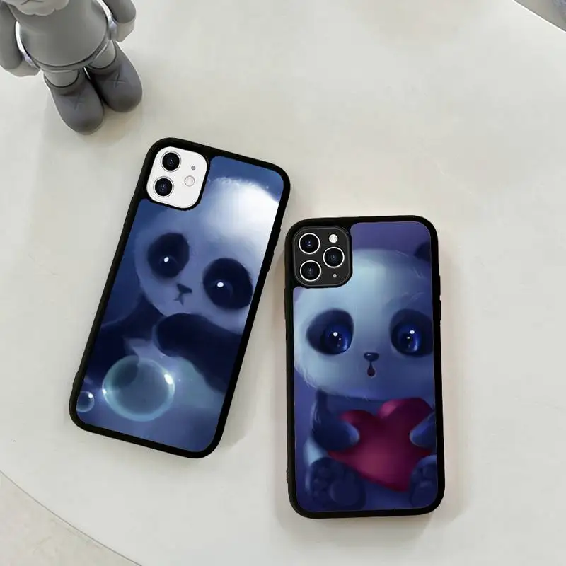 

cute panda Phone Case Silicone PC+TPU Case for iPhone 11 12 13 Pro Max 8 7 6 Plus X SE XR Hard Fundas