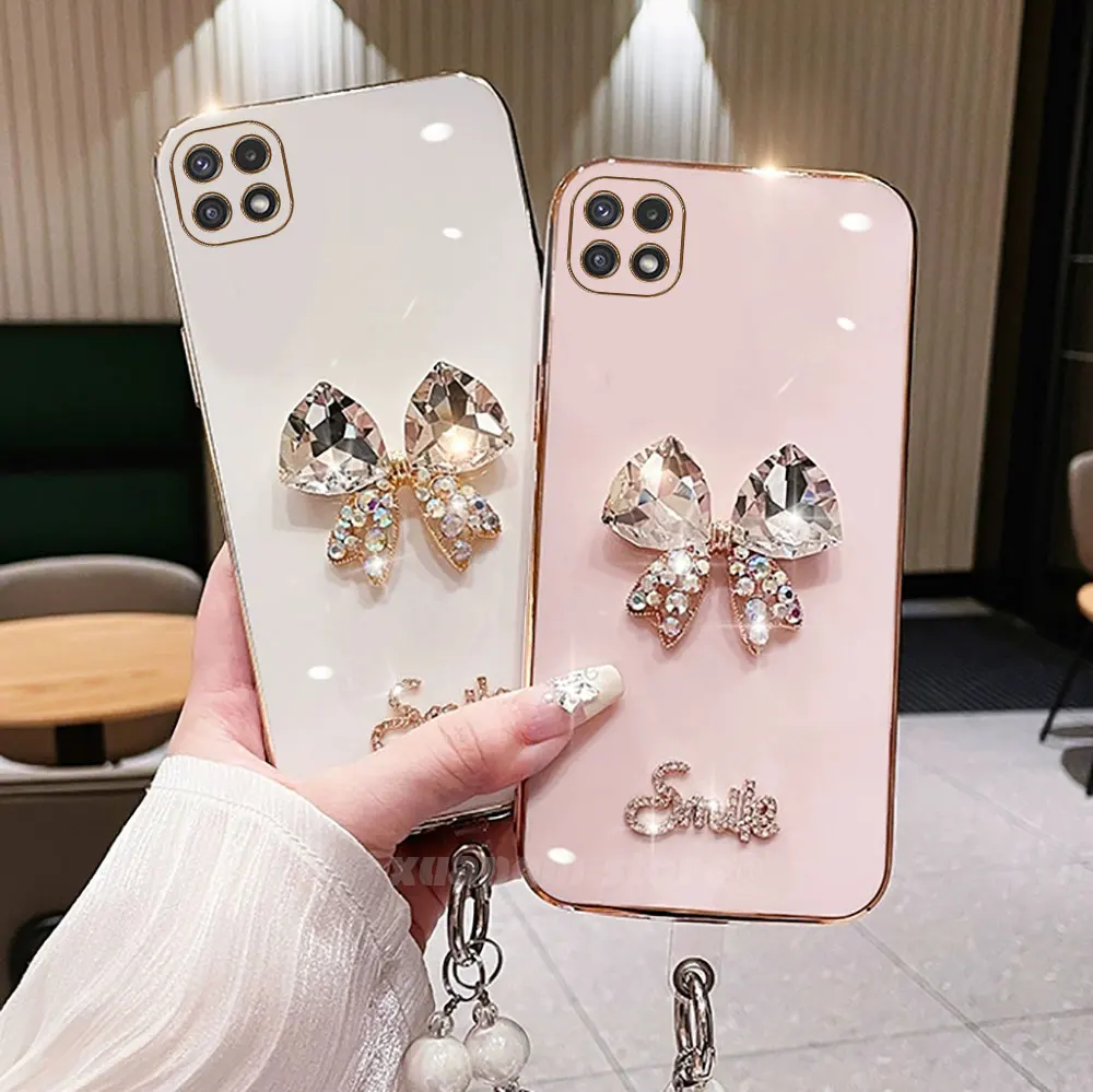 Чехол для телефона с жемчужным бантом и ремешком на руку Samsung Galaxy Wide 5 A22 F42 5G A22s