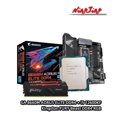 Процессор Intel i5 12600KF + GA B660M AORUS ELITE DDR4 материнская плата + Kingston FURY Beast 16 Гб (8 Гб * 2) 3200 МГц RGB подходит LGA 1700
