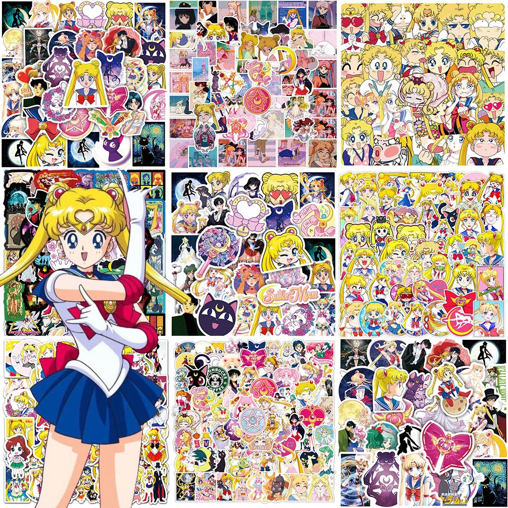 

50/60/100pcs Kawaii Sailor Moon Anime Stickers Girls Cartoon Sticker Laptop Notebook Skateboard Luggage Stationery Kid Decal Toy
