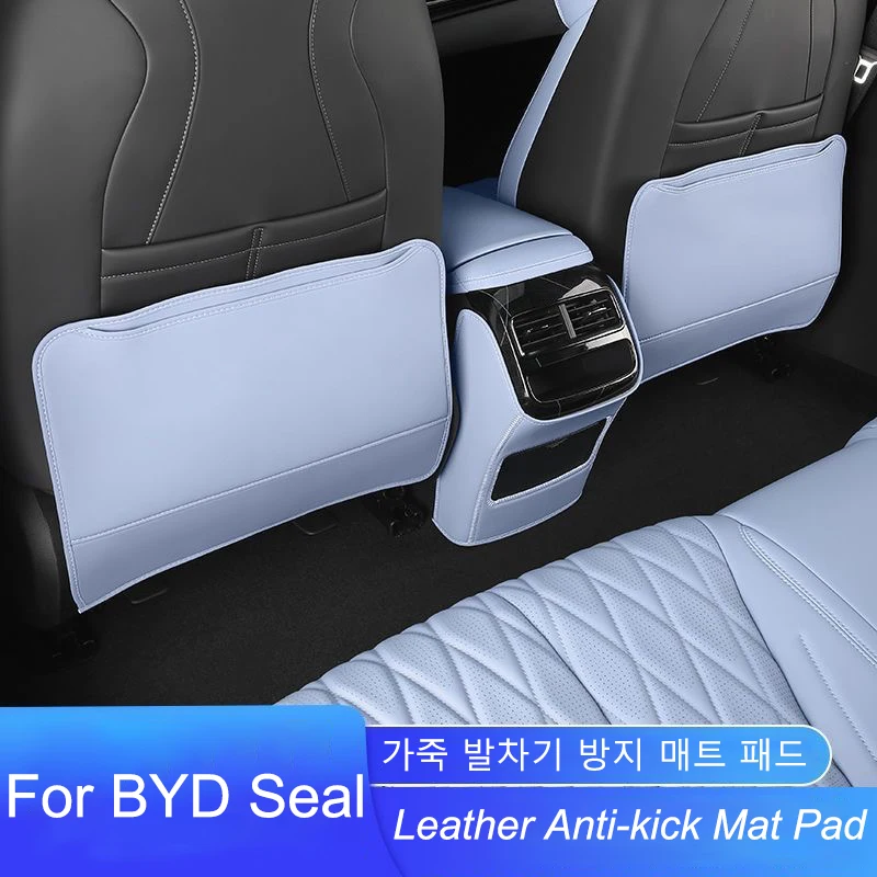 Фото Для BYD Seal DMI EV автомобильный коврик из искусственной кожи, противоударный коврик, автомобильные противоударные защитные коврики, аксессуары для защиты спинки сиденья №1