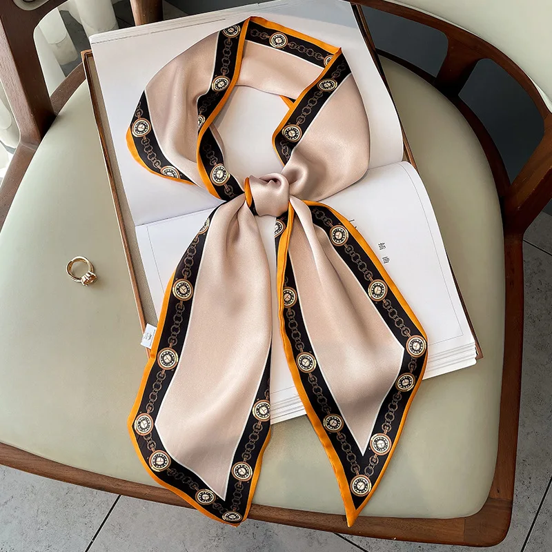 

Luxury 2022 Summer Designer 15*150cm Fashion Small Silk Scarf Women Bag Skinny Scarves Brand Narrow Long Decorate Belt Head Band