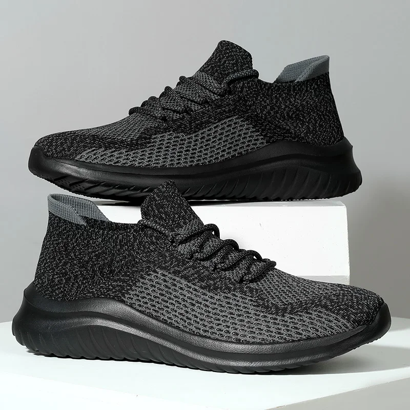 Sneakers Men Slip on Casual Walking Shoes for Fitness Gym Tennis Shoe Women Breathable Lightweight Dad Flats Trainers with Laces