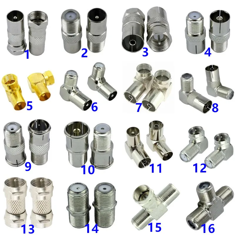 Plug Connector Right Angle Adapter Plug To Socket Coax Cable F-tv Combination