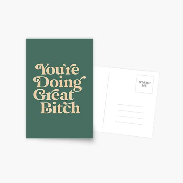 

Youre Doing Great Vintage Green C Postcard Fashion Greeting Card Boys Modern Style Hoom Gift Decor Aesthetic Cartoon Memory