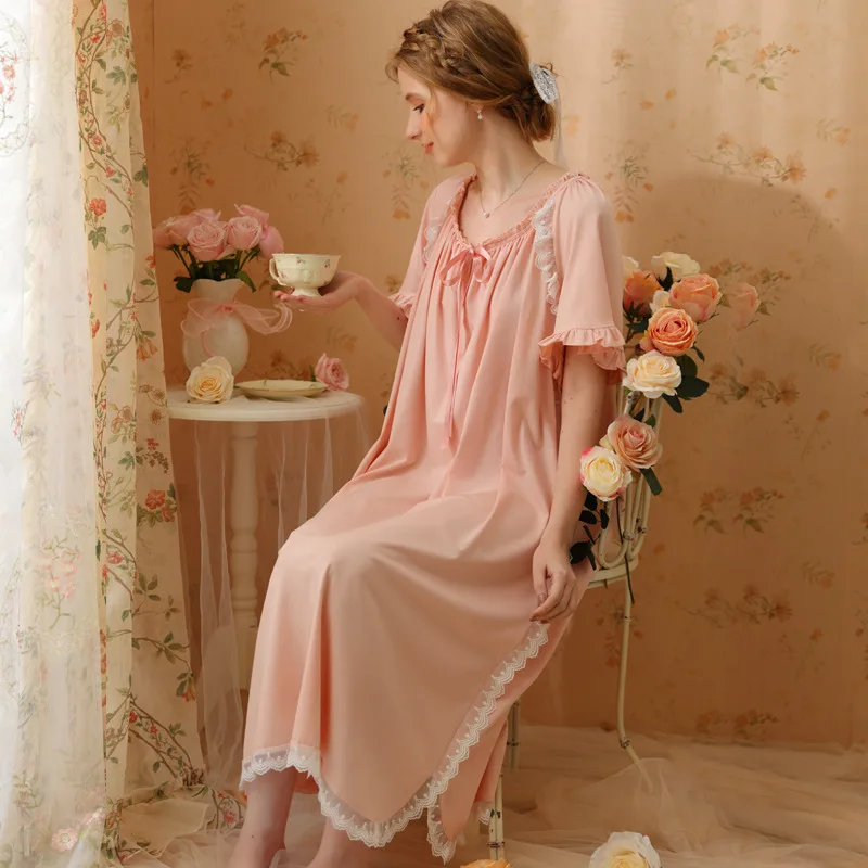 

Женское нижнее белье, розовая ночная рубашка с коротким рукавом, винтажные ночные рубашки, милое нижнее белье, ночная рубашка, женская одежда для сна