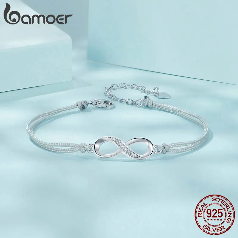 Bamoer 100% стерлингового серебра 925 пробы браслет Бесконечная любовь оригинальный