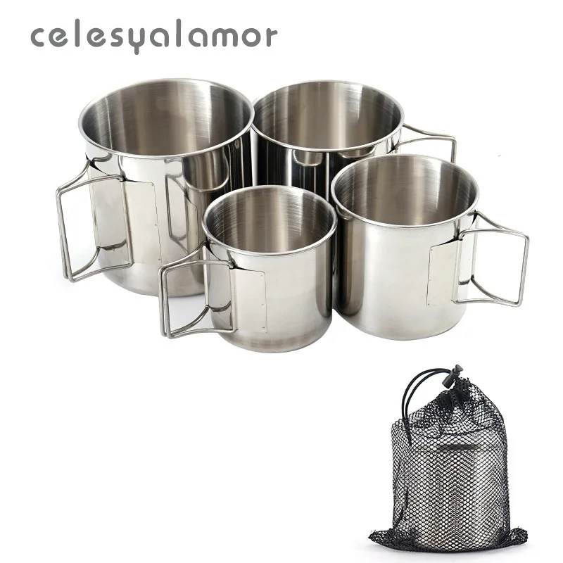 

4 шт./комплект, складные чашки для воды из нержавеющей стали