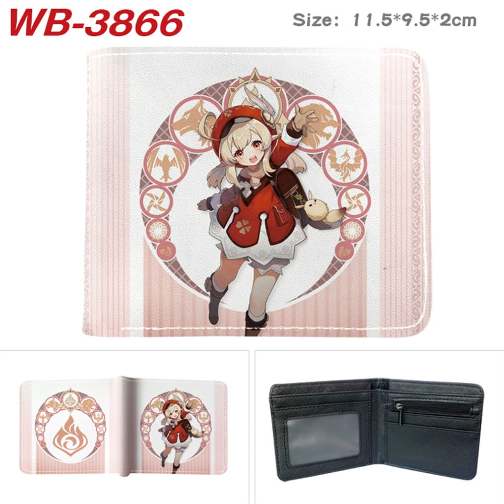 

Genshin Impact Leather Wallet Bifold Casual Young Men Women Coin Photo Card Holder Printing Cartoon Pu Short Purse Cosplay Gifts