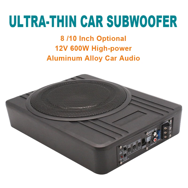 8 /10 Inch Car Subwoofer Aluminum Alloy Speakers for Car Under Seat Woofer Modification Ultra-thin Audio 600W High-power 12V