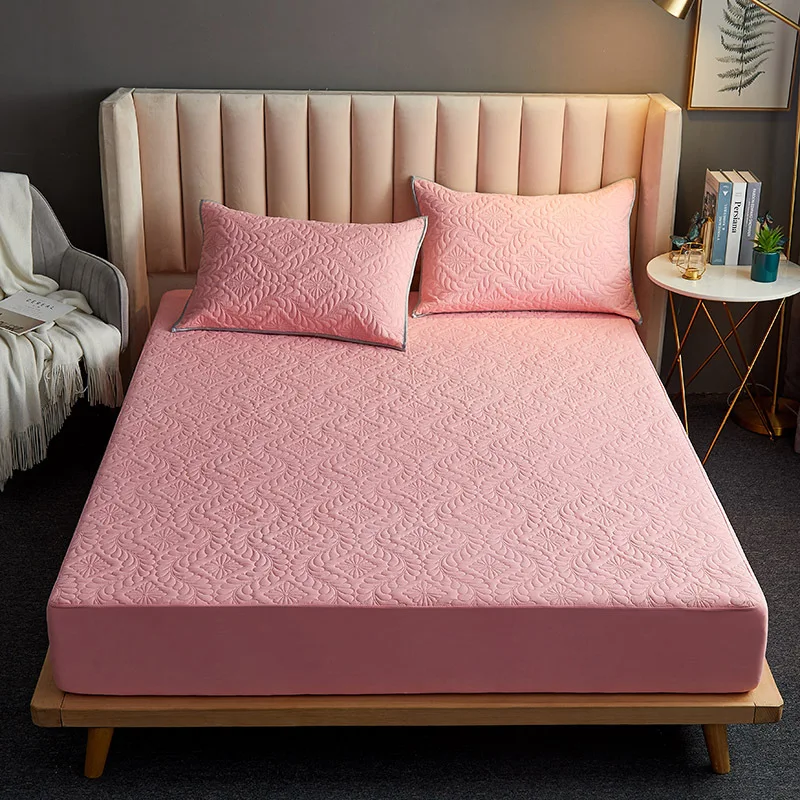 

Luxury Solid Design Large Quilted Waterproof Mattress Cover Fully Jacquard Fabric Mattress Protector Soft Pad for Bed Home Decor