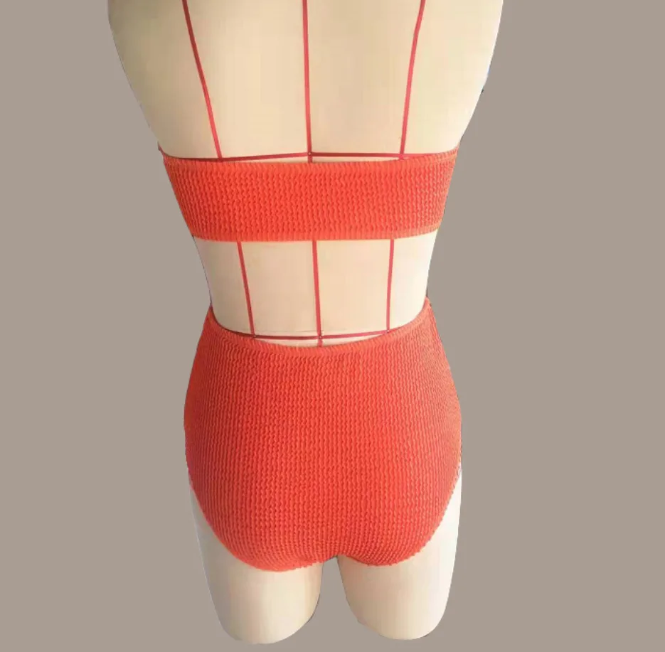 Соблазнительное бикини с завязкой спереди 2022 Женский однотонный оранжевый