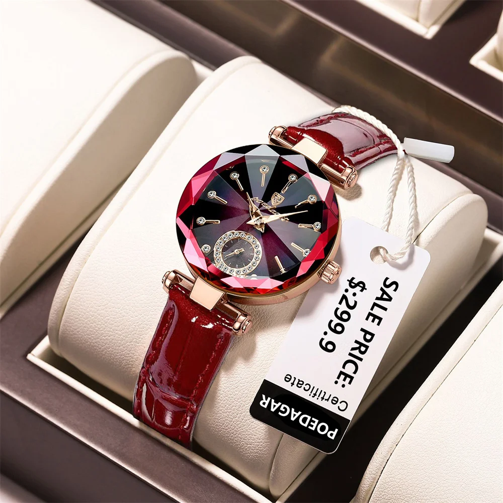 Women Watches Fashion Diamond Dial Leather Quartz Watch for Woman top brand Luxury Waterproof Ladies Wristwatch Girlfriend Gift