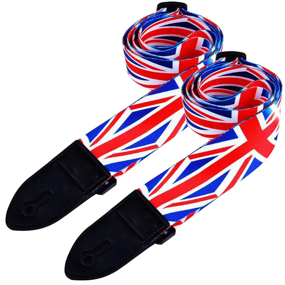 

2 Pcs Adjustable Shoulder Strap Printing Guitar Polyester Cotton Widened Ukulele