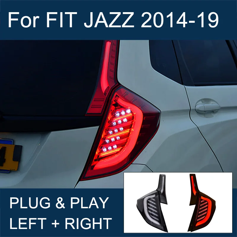 1 пара светодиодных задних фонарей в сборе для Honda Fit Jazz 2014-2019 задние фонари Plug and Play