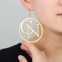 personalized hoop earrings for women custom name initials letter earrings gold dangle crochet earrings stainless steel jewelry