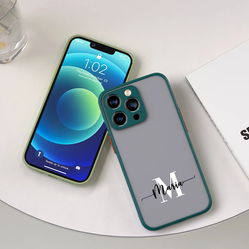 

Personalized Custom Name Phone Case for iPhone 14 13 12 11 Pro Max XR XS 7 8 Plus Shockproof Armor Matte Bumper Hard Cover Capa