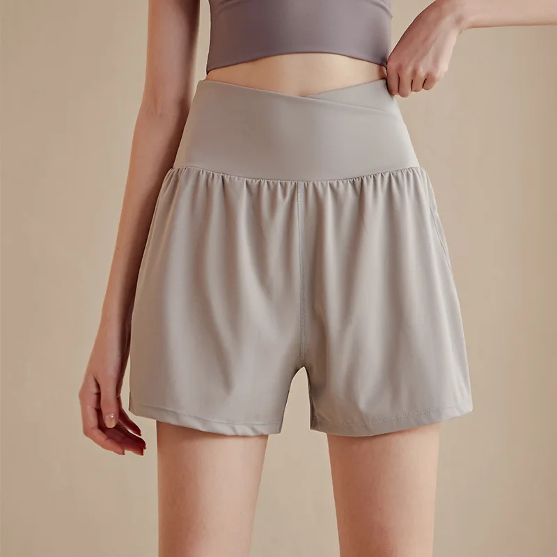 Sports Shorts for Women with Pockets High Waist Fitness Yoga PantsTraining Running Shorts Summer Biker Shorts Hot Pants