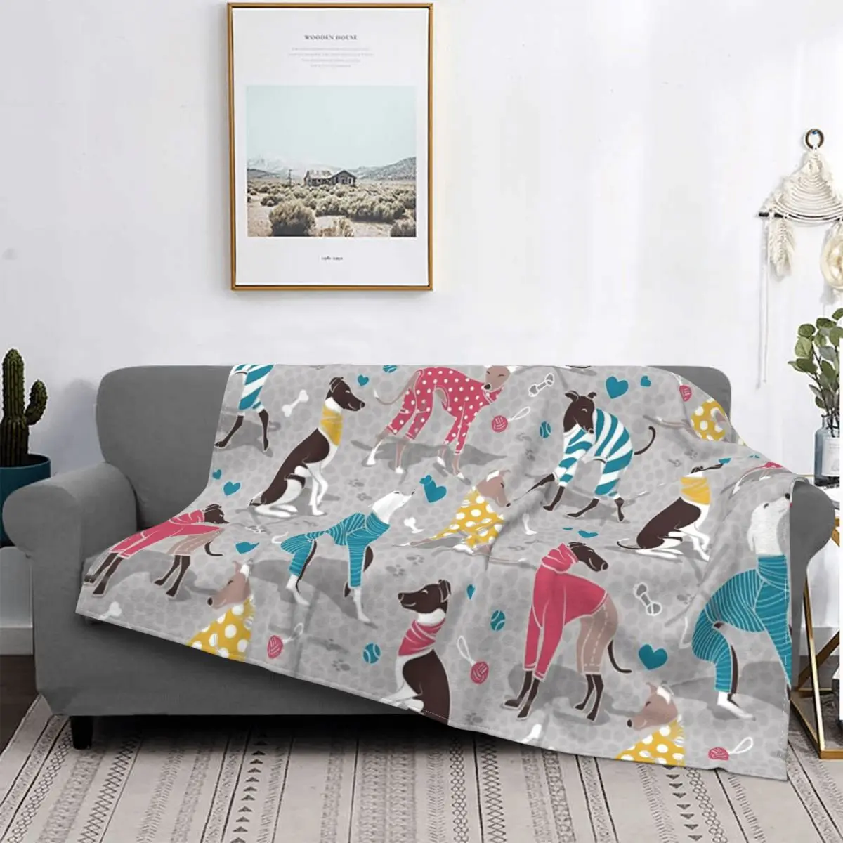 

Manta de background gris de Greyhounds Dogwalk, colcha a cuadros, edredones, fundas de cama, manta de verano, ropa de cama y fundas