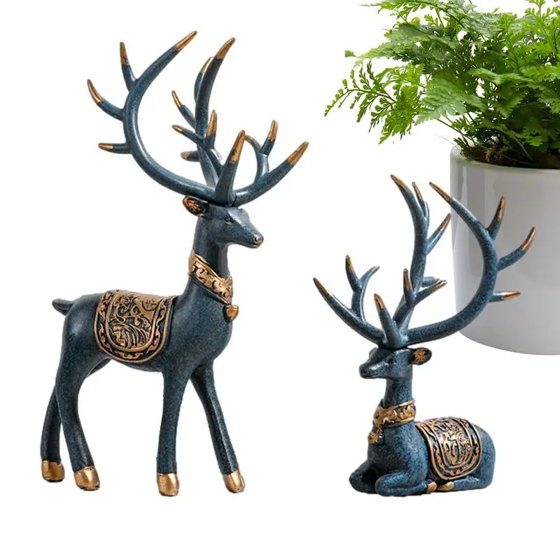 

Christmas Reindeer Figurines Artificial Simulation Sika Deer Reindeer Tale Garden Props Statue Elk Sculpture for Table Decor