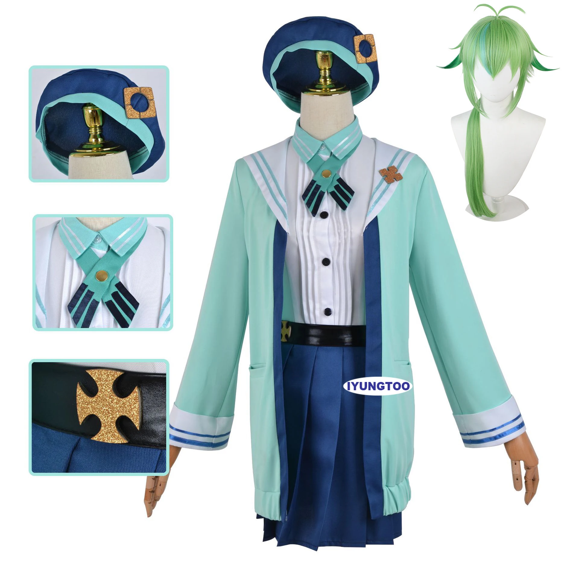 

Костюм для косплея «сахароза» Genshin Impact, Униформа, парики, костюмы на Хэллоуин в игровом стиле для женщин и девушек