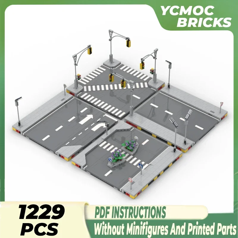 Модель City Street View Moc Building Bricks Городская дорожная система Технология Модульные