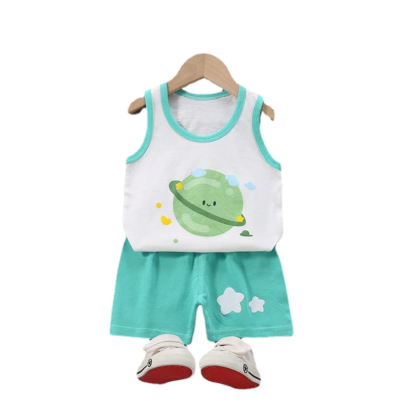 

Baby Boy Casual Clothing Set Toddler Girls Kids Clothing Sets for Baby Kids Seveless T-shirts + Shorts Clothes Suit