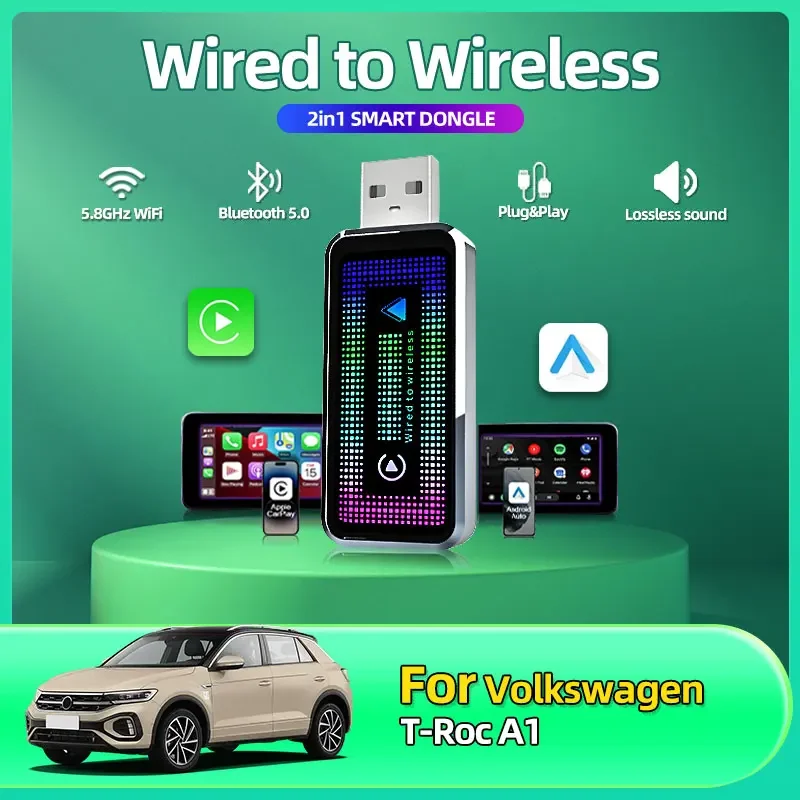 2025 Новый беспроводной адаптер Carplay Android Auto 2in1 Smart Box WIFI BT с автоматическим
