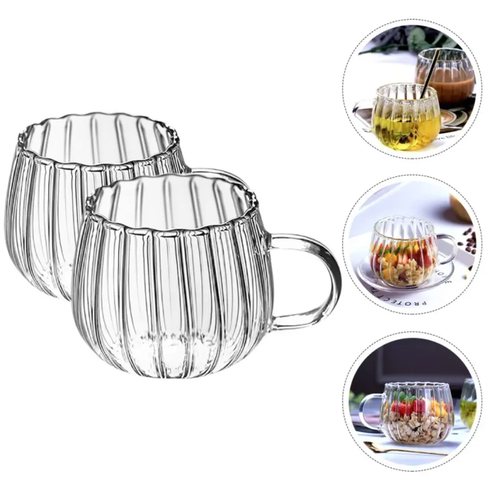 

Office Transparent With Handle Heat Resistant Flower Cup Clear Tea Cup Drinking Cup Oatmeal Milk Coffee Mug