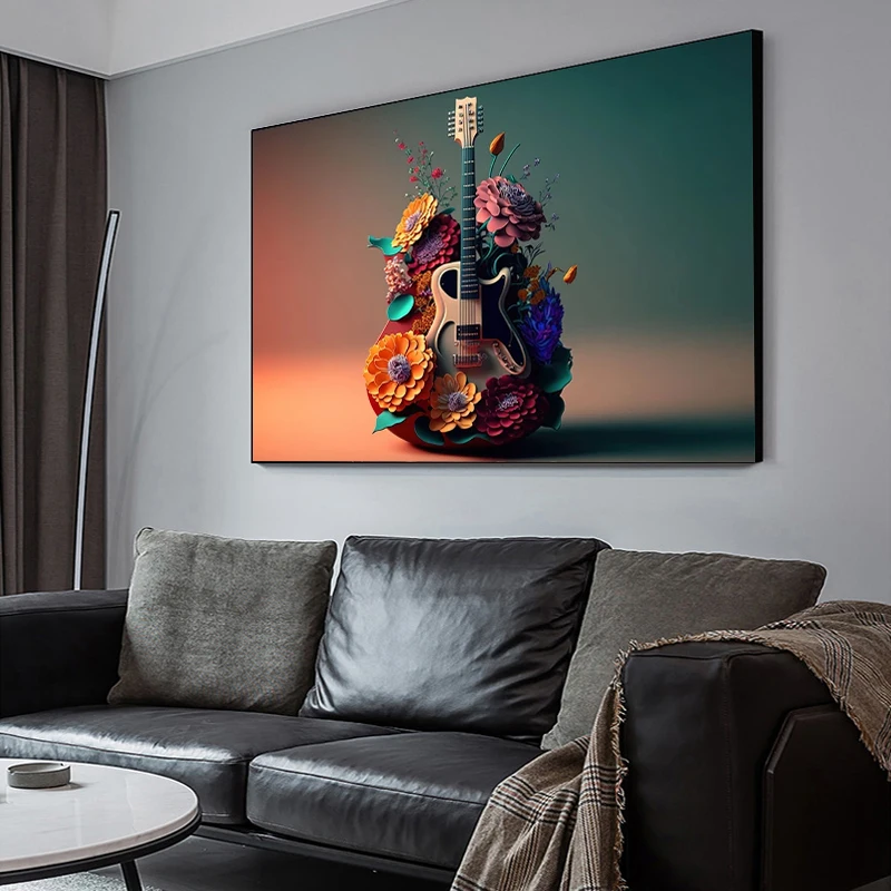 Плакат с цветной музыкой гитарой WJWANG