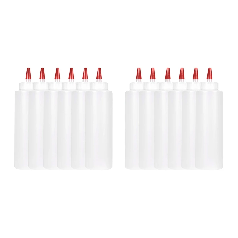 

Hot SV-12PC Squeeze Squirt Condiment Bottles For Sauces - 16 Ounce - Perfect Containers For Ketchup, BBQ, Sauces, Syrup