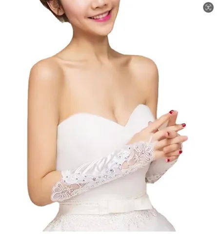 Женские свадебные перчатки до локтя с вышивкой