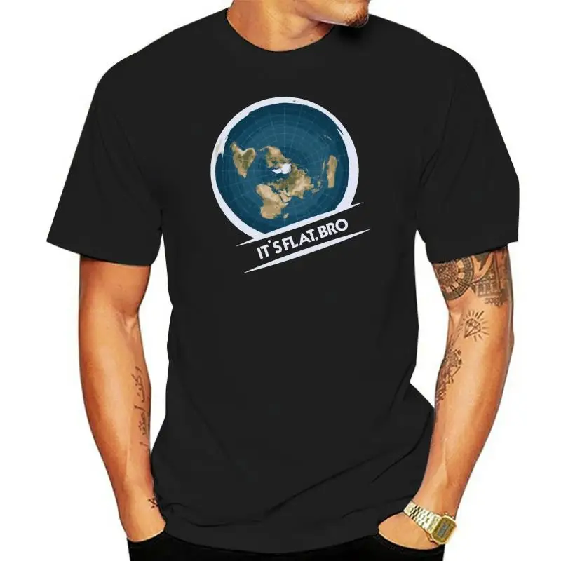 

Flat Earth T-Shirt: Flat Bro Flat Earther Society Conspiracy2022 New 100% Cotton T-Shirts Men T Shirt Clothing Plus Size Tees
