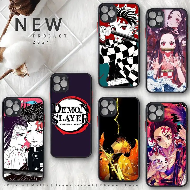 

Demon Slayer anime Phone Case For iphone 13 12 11 8 7 plus mini x xs xr pro max matte transparent cover