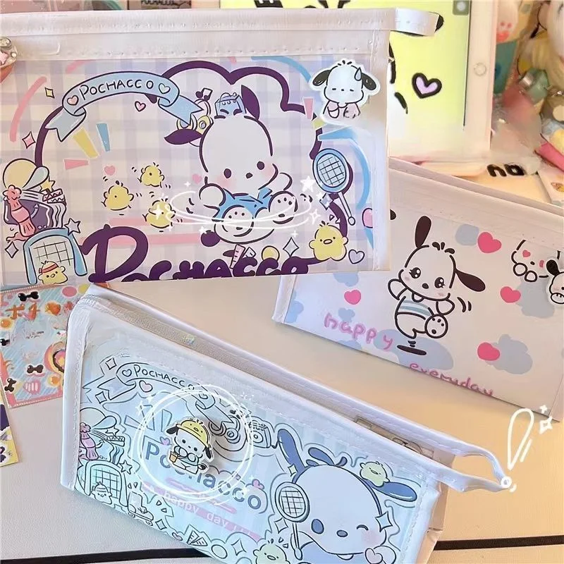 

Sanrio Kuromi Pachacco Pencil Bag PU Waterproof Large Capacity Pen Case Cartoon Cute High Value Stationery Storage Student Gift