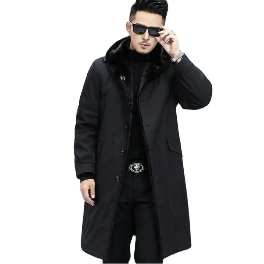 

2022 Winter Top Imitation Fur Parka Men Thicken Wool Liner Coat Fur Raccoon Hooded Jackets Keep Warm Reversible Russian Jacket