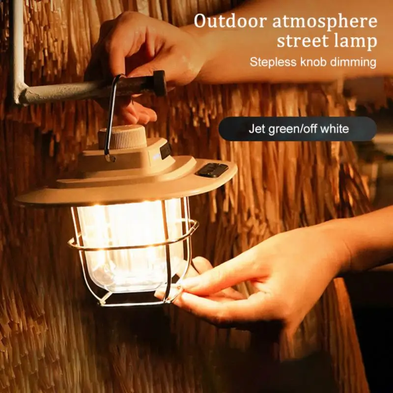 

Retro Camping Lantern Outdoor Kerosene Hanging Vintage LED Camp Lamp Multifunction Emergency Tent Light For Hiking Climbing Yard