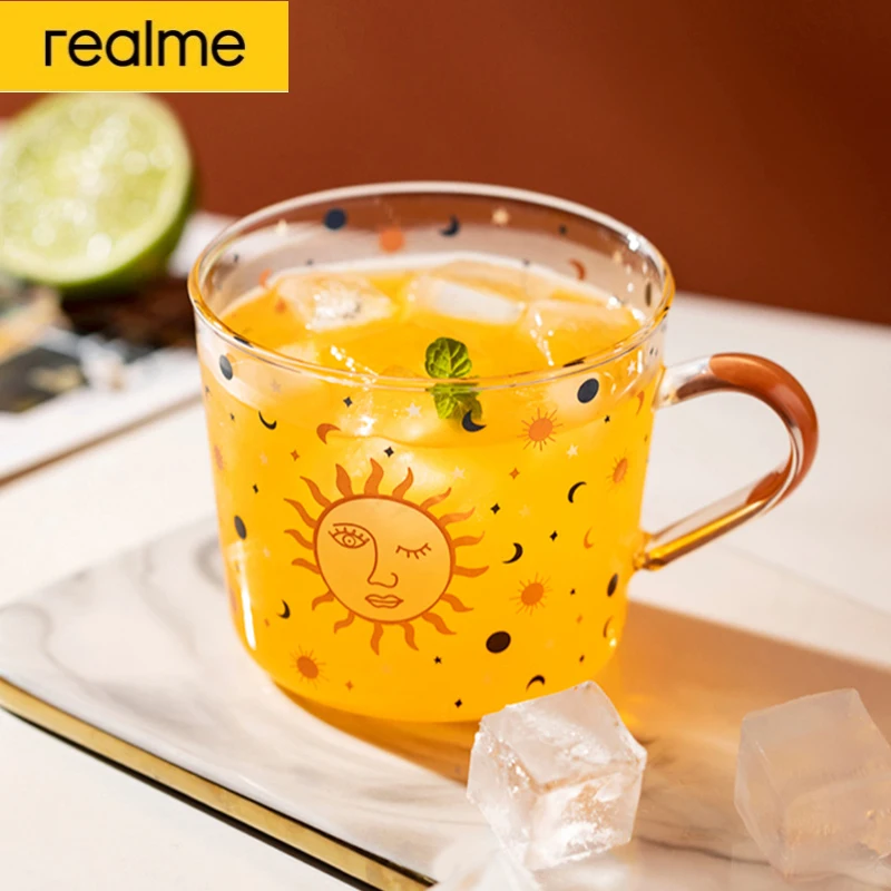 

Realme 500ml Creative Scale Glass Mug Breakfast Coffe Cup Wine Glasses Household Couple Water Cup Sun Eye Pattern Drinkware