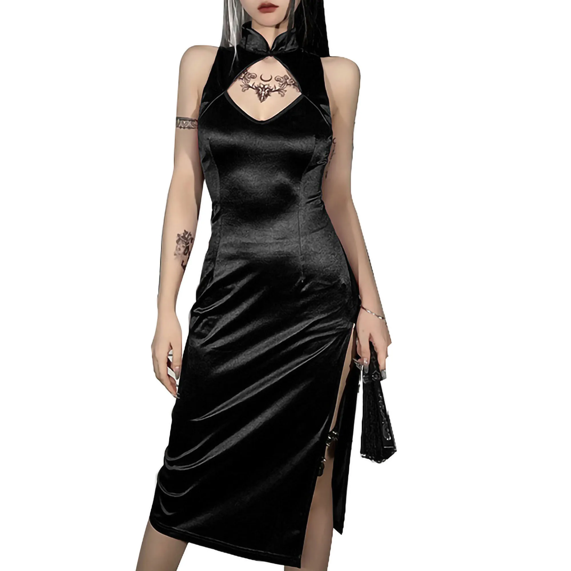 

Женское вечернее платье с запахом, Элегантное черно-красное длинное платье с V-образным вырезом и глубоким вырезом, сексуальные праздничные...