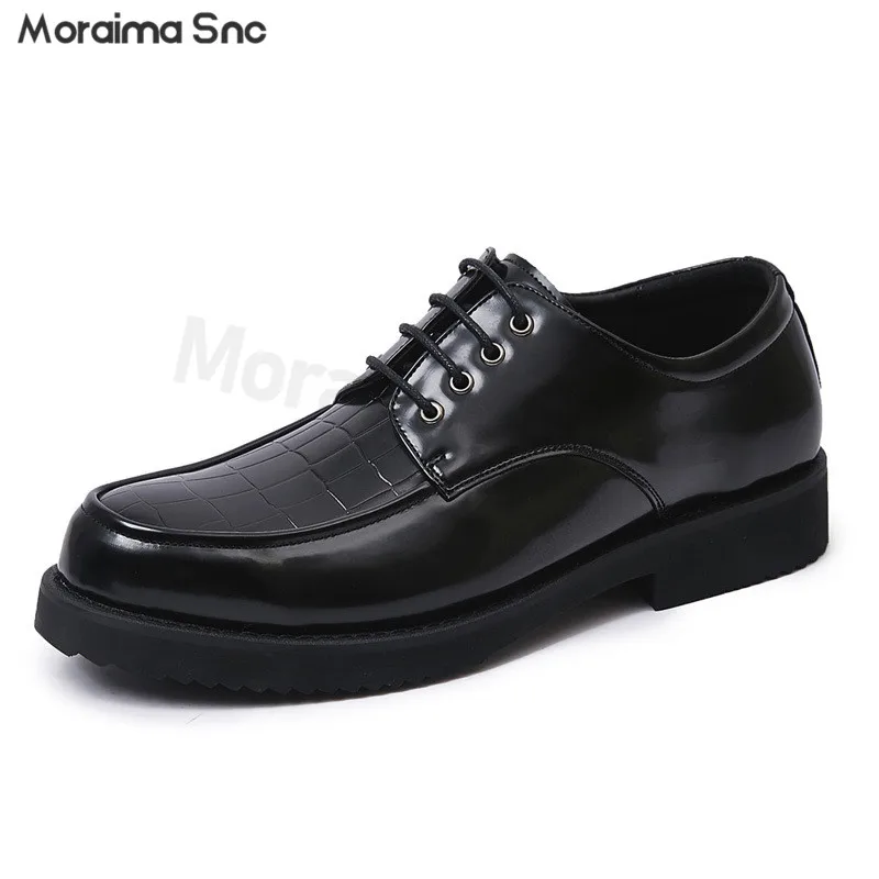 New Plus-Size Men's Leather Shoes Black Lace-Up Inner Height Business Casual Shoes Formal Leather Shoes Men's Shoes