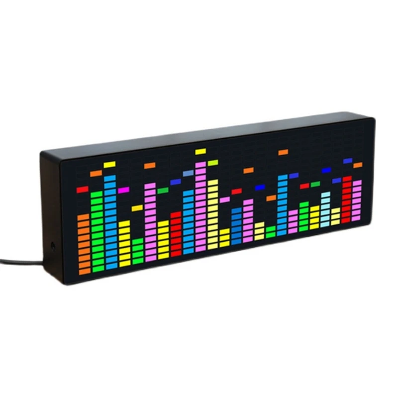 

LED Music Spectrum Rhythm Lights Voice Sensor 1624 RGB Atmosphere Level Indicator With Clock Display