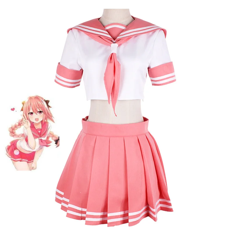 

Fate/Grand Order Fate Apocrypha Rider Astolfo Cosplay JK School Uniform Sailor Suit Women Fancy Outfit Anime Halloween Costume
