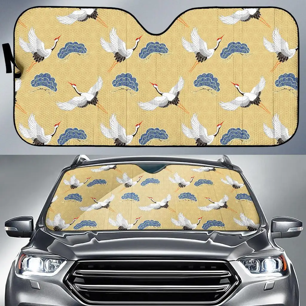 

Heron Japanese Pattern Print Auto Sun Shade Car Windshield Window Cover Sunshade